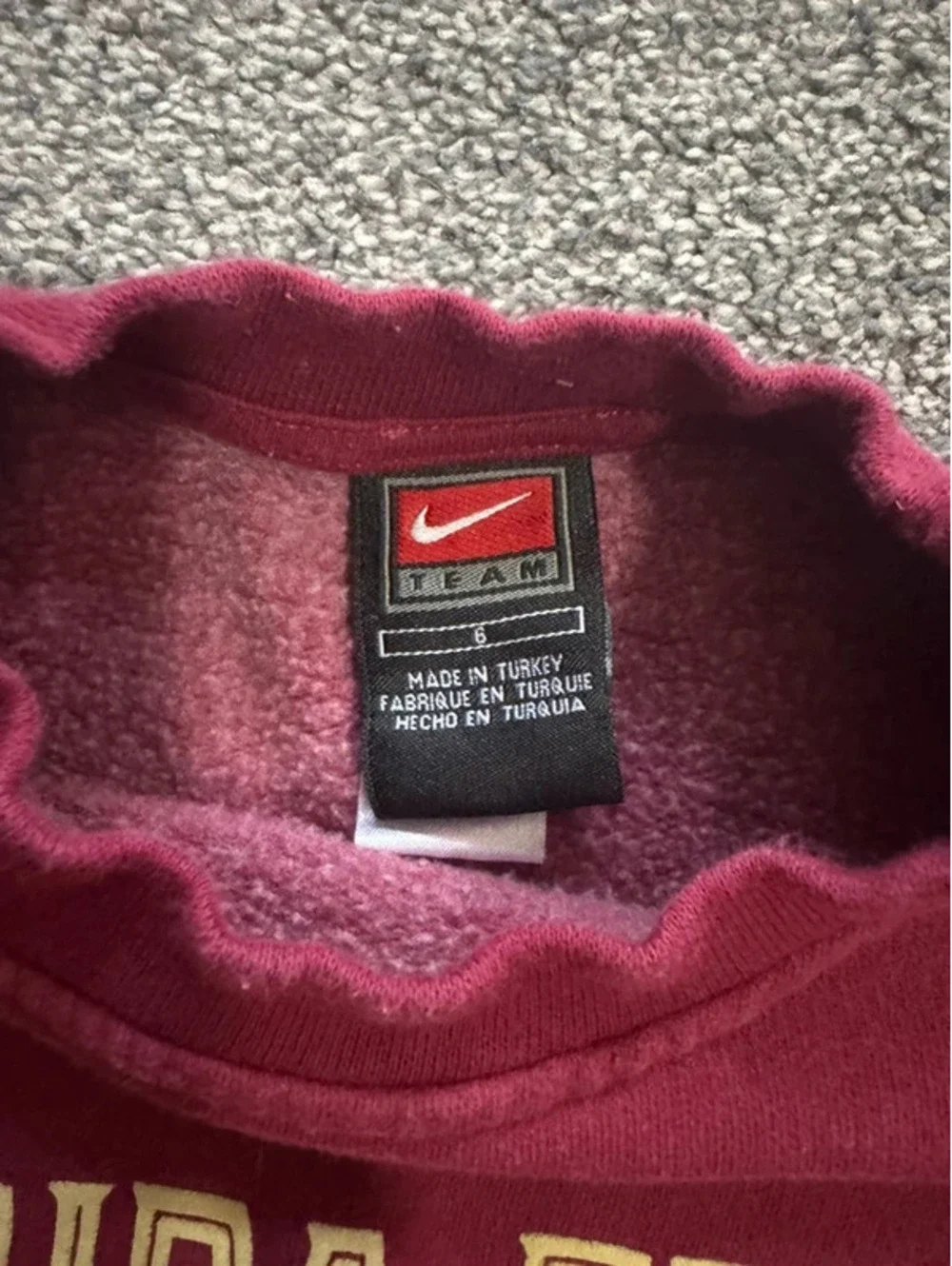 Youth unisex Florida State Nike crew neck sweatshirt size 6